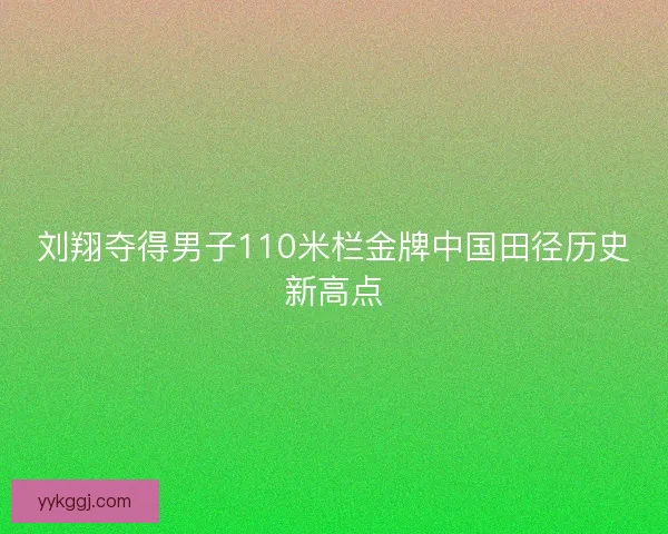 刘翔夺得男子110米栏金牌中国田径历史新高点